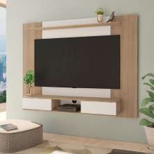 Painel Nevada Tv 75 com Prateleira e 2 Portas Carvalho - Off White
