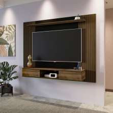 Painel Nevada Tv 75 com Prateleira e 2 Portas Pinho / Preto