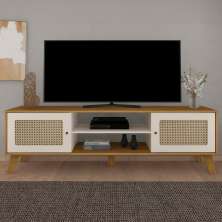 Rack Bancada Charlotte Para Tv 75 Carvalho - Off White