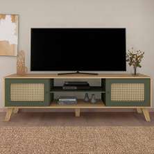 Rack Bancada Charlotte Para Tv 75 Carvalho / Menta