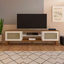 Rack Bancada Charlotte Para Tv 75 Cinamomo/Off White