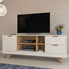 Rack Michigan Off White e Carvalho 160 cm
