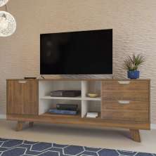 Rack Para Tv até 65" Michigan Com 2 Gavetas e 4 Nichos Pinho / Off White