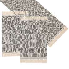Caminho de Mesa Retangular 47x140 cm Diamante Bege e Preto