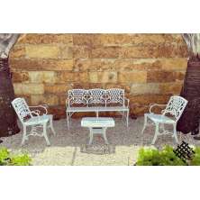 Conjunto Para Jardim Búzios (01 Mesinha + 02 Poltronas + 01 Banco 3 Lugares) Piscina Varanda Clube Hotel Pousada Artesane Móveis