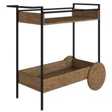 Carrinho Bar 2 Caixas Com Rodízios  Estilo Industrial Steel Quadra Vermont Base Preta - Artesano