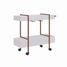 Carrinho Bar Vermont Branco e Cobre