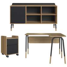 Conjunto Escritório Mesa Balcão Gav 28002X998X995 Hanover Nero Artesano