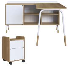 Conjunto Escritório Mesa L Gaveteiro 28002X998X996 Hanover Branco Artesano