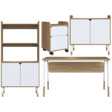 Conjunto Escritorio Home Office 4 Peças 279X88X98X96X97 Branco Hanover Artesano