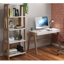 Conjunto Escrivaninha Com Estante 26108 Linha Trend Hanover Off White Artesano