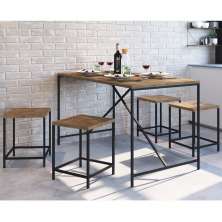 Conjunto Mesa De Jantar 136x69 Com Banquetas Steel Quadra 27847 Vermont Preto Fosco Artesano