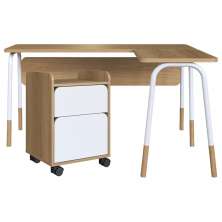 Conjunto de Escritório Mesa L e Gaveteiro 28004X27998 Hanover Branco Artesano