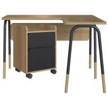 Conjunto de Escritório Mesa em L e Gaveteiro 28002X27998 Preto Hanover Artesano