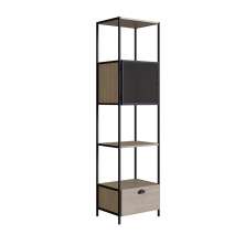 Estante York 180cm 1 Porta Estrutura Preto Fosco - Hanover