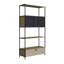 Estante York 180cm 2 Portas Estrutura Preto Fosco - Hanover