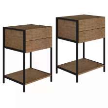 Kit 02 Mesas De Cabeceira Steel Quadra 27855 Vermont Preto Fosco Artesano