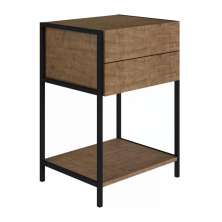 Mesa De Cabeceira 2 Gavetas Steel Quadra 27855 Vermont Preto Fosco Artesano