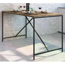 Mesa De Jantar 136x69 Steel Quadra 27818 Vermont Preto Fosco Artesano