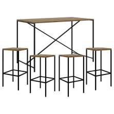 Mesa Para Sala de Jantar e 4 Banquetas Altas Steel Quadra Vermont Base Preta - Artesano