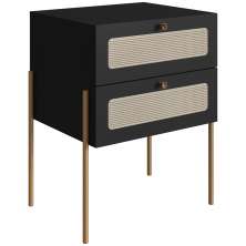 Mesa de Cabeceira 2 Gavetas Palhinha 28933 Linha Oslo Nero Artesano