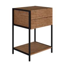 Mesa de Cabeceira Steel Quadra 2 Gavetas Indústrial Vermont e Preta