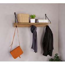Prateleira Decorativa Com 03 Ganchos 90CM 27894 Vermont Preto Artesano