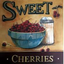 Gravura Da Coleção Cozinha Sweet Cherries 45 X 45 Cm