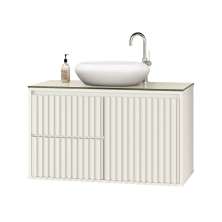 Gabinete Para Banheiro Ripado 80cm Branco com Cuba Branca