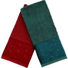 Kit 5 Toalha Lavabo Cristal Natalina 30x50cm Burgundy/Imensidão Azul