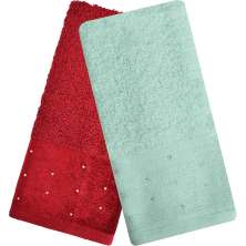 Kit 5 Toalha Lavabo Cristal Natalina 30x50cm Burgundy/Mar Mediterrâneo