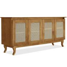 Buffet Aparador 4 Portas Com Tela 0709500 Imbuia Madeira Pinus AT Moveis