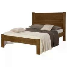 Cama Casal Madeira Maciça Lara Castanho AT Moveis