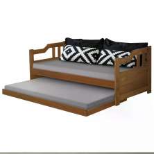 Sofa Cama Solteiro Com Cama Auxiliar Madeira Imbuia AT Moveis