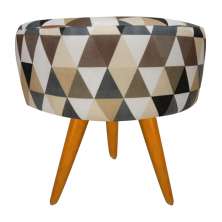 Puff Decorativo Lavinia Suede Estampado Pes Castanho - SSX Multicoisas