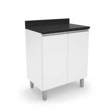 Armário Multioso Moderno Com 2 Portas e Pés Branco Para Lavanderia Gs