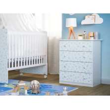 Cômoda Baby Azul Moderna Com 04 Gavetas Espaçosa Para Quarto Infantil Ic4