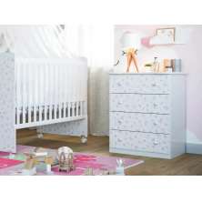 Cômoda Baby Rosa Moderna Com 04 Gavetas Espaçosa Para Quarto Infantil Ic4