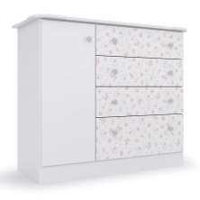 Cômoda Infantil Espaçosa Rosa Com 04 Gavetas E 01 Porta Para Quarto Baby Luxo Icp