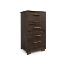 Cômoda Marrom Para Quarto Reforçada Compacta Com Pés 5 Gavetas Espaçosa Luxo Pry
