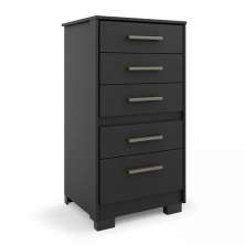 Cômoda Moderna Para Quarto Preto Reforçada Compacta Com Pés 5 Gavetas Espaçosa Luxo Pry