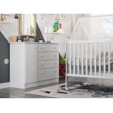 Cômoda Para Bebê  Branco Espaçosa Com 04 Gavetas E 1 Porta Icp