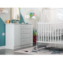 Cômoda Para Bebê Azul Espaçosa Com 04 Gavetas E 1 Porta Icp