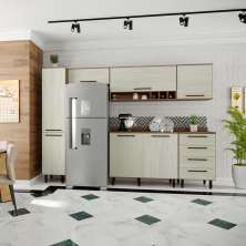 Cozinha Compacta Evolution 7 Portas 4 Gavetas Legno e Crema