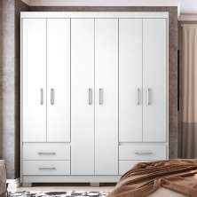 Guarda-Roupa Casal Primacy 6 Portas 4 Gavetas Branco
