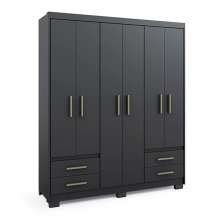 Guarda-Roupa Casal Primacy 6 Portas 4 Gavetas Preto