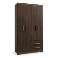 Guarda Roupa Roupeiro De Solteiro Marrom com 4 Portas 2 Gavetas Armário Para Quarto Multiuso Pry 1,85x1,05