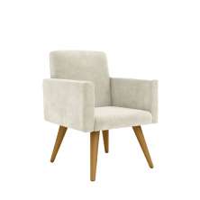 Poltrona Cadeira Premium Bege Linha A Em Suede Para Recepção Pés Retrô Confortável Estofada D28 120 kg Db