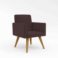 Poltrona Cadeira Premium Marrom Linha A Em Suede Para Recepção Pés Retrô Confortável Estofada D28 120 kg Db