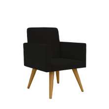 Poltrona Cadeira Premium Preta Linha A Em Suede Para Recepção Pés Retrô Confortável Estofada D28 120 kg Preto Db